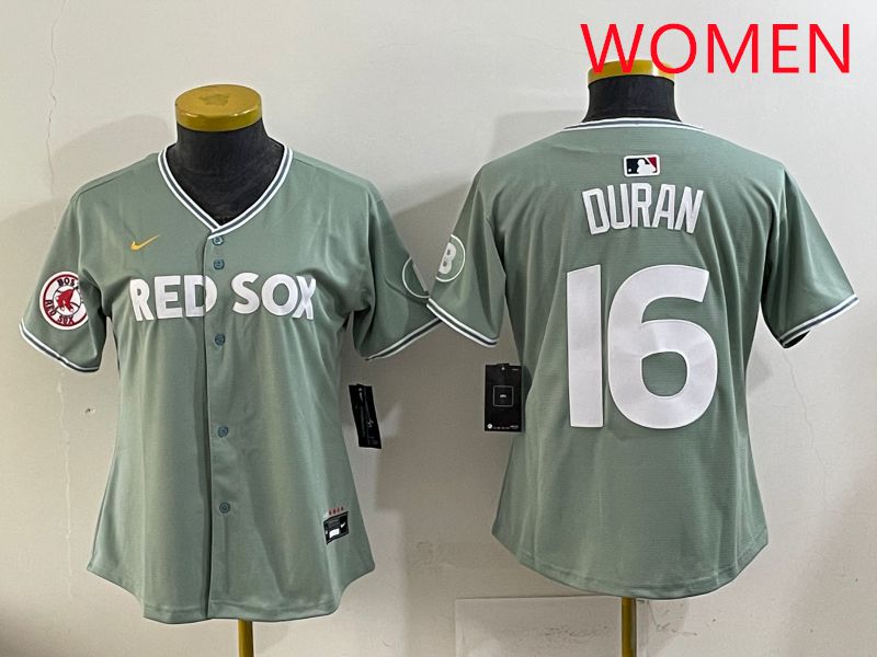 Women 2025 Boston Red Sox 16 Duran Light Green Joint Name Nike MLB Jersey style 8